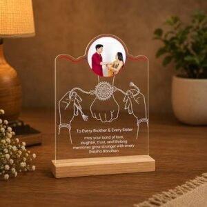 Custom Acrylic LED Photo Lamp with Wooden Base